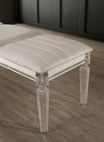 Antique Classic Pearl White 1pc Bench Only Contemporary Solid wood Acrylic Legs Crystal And Mirror B01181029