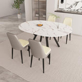 47-63" expandable circular dining tables , equipped with 4 PU fabric thick cushioned dining chairs 91064856
