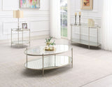 ZUN ACME Zaba Coffee Table, Glass Top & Champagne Finish LV02755