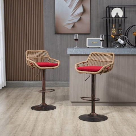 ZUN COOLMORE Modern Swivel Bar Stools Set of 2 Adjustable Counter Height Chairs with Footrest for W39594820