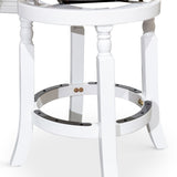 30" Bar Stool, White Finish, Black Leather Seat B04660737