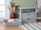 Wide 3 Drawer Tower, Plastic Storage Organizer with Removable Decorative Bins, Easy to Assemble - No 52689798