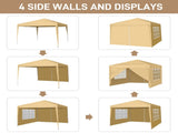 3 x 3m Two Doors & Two Windows Practical Waterproof Right-Angle Folding Tent Khaki 82188292