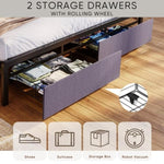 ZUN King Bed Frames with Storage Headboard and Drawers, LED Platform Bed Frame King Size, LED W1356133936