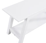 Elyz Solid Wood Bench with Shelf, 36.10-Inch Long, White T2574P164602