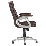 ZUN Mid Back Brown Faux Leather Swivel Office Executive Chair, Ergonomic Conference Desk Chair, B011P213328