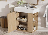 21.6" bathroom vanity with ceramic sink, freestanding modern left door wood grain cabinet with open N729P285504N