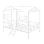 ZUN Metal House Bed Frame Full Size with Slatted Support No Box Spring Needed White MF289094AAK