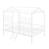 ZUN Metal House Bed Frame Full Size with Slatted Support No Box Spring Needed White MF289094AAK