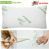 ZUN 2Pcs Bamboo Memory Foam Pillow Hypoallergenic Bed Pillow For Head Neck Rest Sleeping Shredded Pillow 16095483