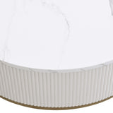 31.5 Inch Modern Round Coffee Table with Drawers, Faux MarbleTable with Storage, Coffee Table for W821P281502