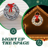 48in Pre-lit Snow Flocked Christmas Wreath, Lighted Artificial Xmas Wreath with 150 Warm White 17485114