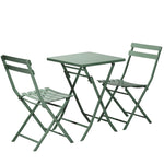 ZUN 3 Piece Patio Bistro Set of Foldable SquareTable and Chairs, Dark Greem W1586P143162