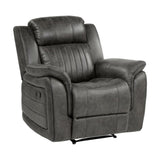 Classic Brownish Gray 1pc Reclining Chair Plush Comfort Pillow-Top Arms Vertical Tufting Solid Wood B011P168816