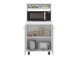 Enderlin Microwave Stand with 3 Shelves, 2 Doors, 4 legs and Cabinet, White B097P474297