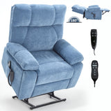 ZUN Blue Heat Massage Dual Motor Infinite Position Up to 350 LBS Large Electric Power Lift Recliners W1803P264051