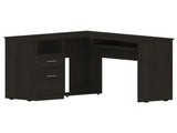 Black Wengue 2-Drawer 1-Shelf L-Shaped Computer Desk B06280388