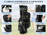 Black Golf Stand Bag 3-Way Dividers Polyester Lightweight with 4 Zipper Pockets for Travel 51325262