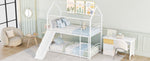 ZUN Twin Over Twin Metal Bunk Bed With Slide,Kids House Bed White MF313919AAK