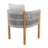 Acacia Wood Outdoor Dining Chairs 2-Pack with Grey Rope Handles, Washable Waterproof Grey Cushions, N779P279983G