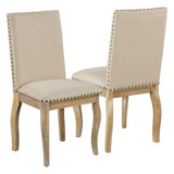 TREXM Set of 4 Dining chairs Wood Upholstered Fabirc Dining Room Chairs with Nailhead WF291264AAE