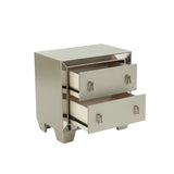 Contemporary 2 Drawers Nightstand In Silver SR014981
