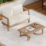 2 - Person Outdoor Acacia Wood Patio Seating Group with Cushions and Coffee Table for Porch, Garden, 73169.00BBGE