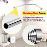 ZUN L Shape Extendable Shower Curtain Rod No Drill Bathroom Curved Corner Telescoping Rail Bar 304 09848627