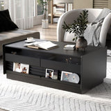 U-Can Modern Rectangle Coffee Table 4 Drawers and 2 Display Shelves, 47.2" Wood Coffee Table N724P286421B