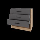 Lowrys Dresser with 3 Drawers and Open Shelf, Natural Oak and Matt Grey B128P263723