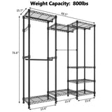 ZUN Wire Garment Rack Heavy Duty Clothes Rack,Closet Organizer Metal Garment Rack Portable Clothes 61970875