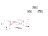 Walnut and White Entertainment Center with a Door and Open Storage B062P290231