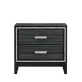 Contemporary Bedroom Furniture Black Finish Nightstand with Two Drawers Wooden 1pc Shimmering Silver B2741P323097