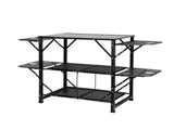 One-Piece Folding Camping Kitchen Table, Portable Cook Station with Carrying Bag, Table with 4 Iron 60994744