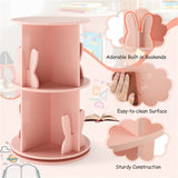 2-Tier Kids Rotating Bookshelf - 360&deg Display for Books/Toys, Bunny Baffles Child-Friendly 21123469