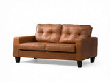 Brown 51" Wide Double Sofa 2-Seater Tufted PU Leather Loveseat with Padded Armrests 30464890
