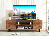 ZUN TV Stand for 55 Inch TV, Entertainment Center with Storage Cabinets, Soft Hinge Door with Handle, 47531925