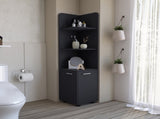 Malibu 62" Tall Double Door Corner Linen Cabinet with Four Shelves Black B200P240242