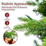 ZUN 6.5ft Artificial Christmas Tree Prelit PE&PVC with Metal Stand,450 Bi-Colour LED Lights,1791 Branch 86111112