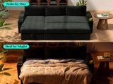 Convertible Corduroy L-shaped Sectional Bed With Storage & Cup Holder Armrest Modern Sleeper 94072464