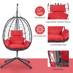 ZUN Egg Chair with Stand Indoor Outdoor Swing Chair Patio Wicker Hanging Egg Chair Hanging Basket Chair 36206490