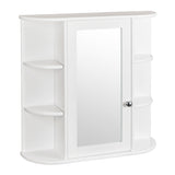3-tier Single Door Mirror Indoor Bathroom Wall Mounted Cabinet Shelf White 48311781