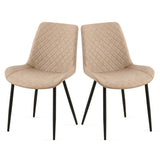 ZUN Beige Leathaire Dining Chairs Set of 2,Mid-Century Modern Leathaire Chairs Kitchen Living Room W1164P225827