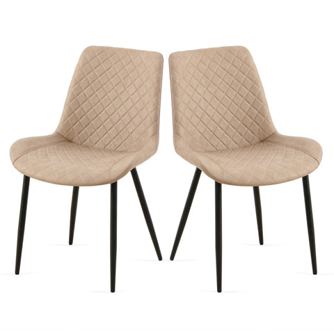 ZUN Beige Leathaire Dining Chairs Set of 2,Mid-Century Modern Leathaire Chairs Kitchen Living Room W1164P225827