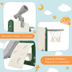 ZUN Kids Slide Playset Structure 5 in 1, Spaceship Set with Slide, Telescope and Basketball Hoop, Golf 03709127