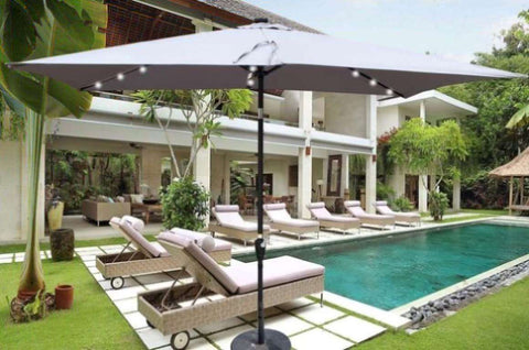 ZUN 10 x 6.5t Rectangular Patio Solar LED Lighted Outdoor Umbrellas with Crank and Push Button Tilt for 64983573