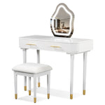 ZUN 40" Modern Vanity Table Set with Mirror Touch Screen Lighted Mirror, Dressing Table and Cushioned N704P196657K