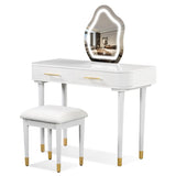 ZUN 40" Modern Vanity Table Set with Mirror Touch Screen Lighted Mirror, Dressing Table and Cushioned N704P196657K