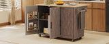 K&K 51.2"W Geometric Twill Stripe Textured Design Kitchen with Drop Leaf, Farmhouse Kitchen N707P221444Z