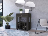 Espresso 1-Drawer 12-Bottle Wine Cabinet Carbon B06279977